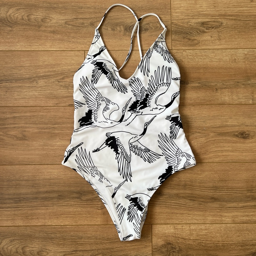 Black & White Birds Swimsuit One Piece
